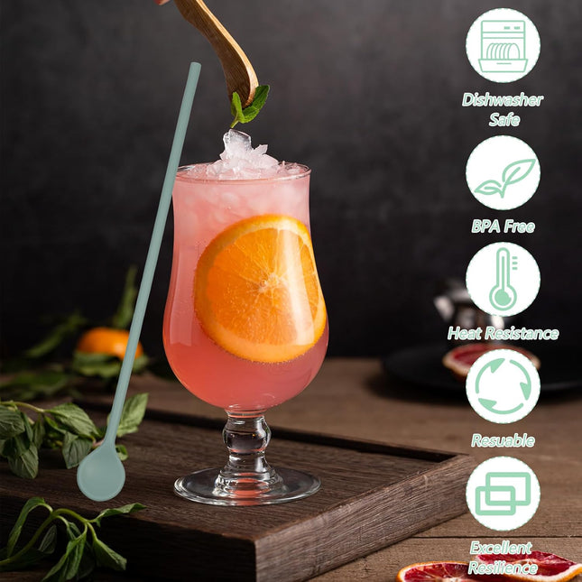 3Pcs Silicone Long Spoons for Stirring,Drink Stirrer Coffee Stir Spoons Long Stirring Silicone Spoon Reusable Cocktail Coffee Stirrers for Home Bar 9.9".