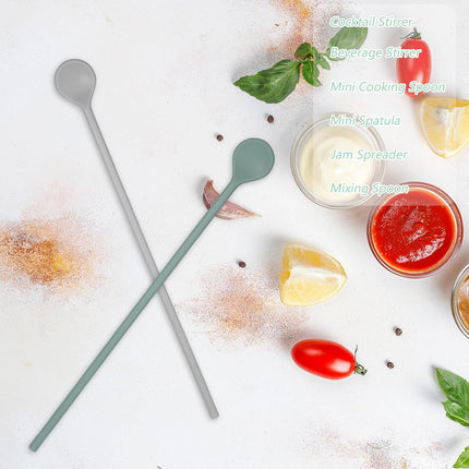 3Pcs Silicone Long Spoons for Stirring,Drink Stirrer Coffee Stir Spoons Long Stirring Silicone Spoon Reusable Cocktail Coffee Stirrers for Home Bar 9.9".