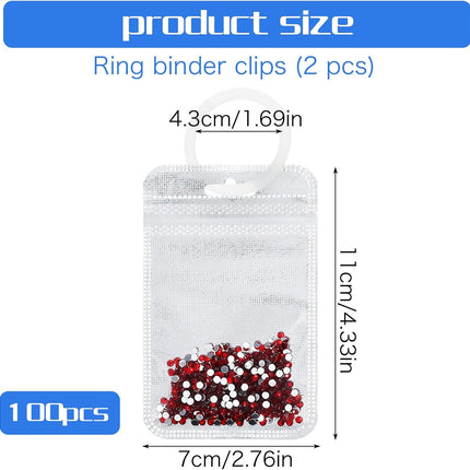 Shimmeroo 100Pcs Diamond Beads Storage Bags, 4.33 x 2.76 Inch Reusable Pouches for DIY Diamond Art Jewelry Earring Painting Storage Accessories, Bead and Gem Organizer for DIY Craft.
