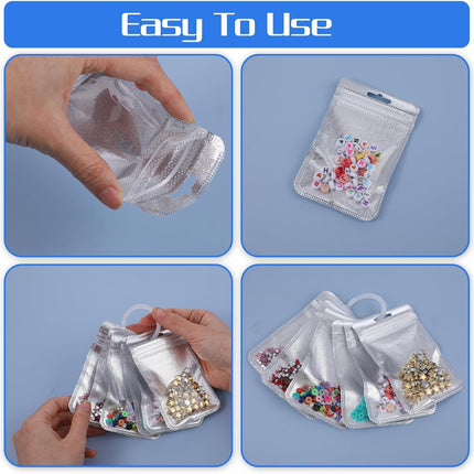 Shimmeroo 100Pcs Diamond Beads Storage Bags, 4.33 x 2.76 Inch Reusable Pouches for DIY Diamond Art Jewelry Earring Painting Storage Accessories, Bead and Gem Organizer for DIY Craft.