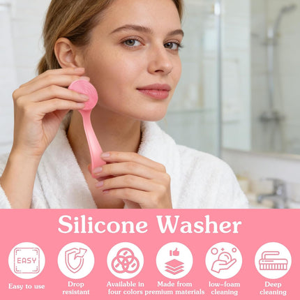 4 Pcs Silicone Face Brush Manual Facial Cleansing Brush, Soft Face Scrubber Waterproof Exfoliating Brushes, Silicone Cleaning Scrubber Exfoliator Cleanser for Women Blackheads Makeup Residues Removal.