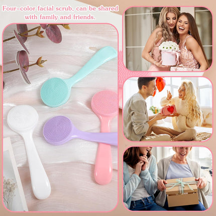 4 Pcs Silicone Face Brush Manual Facial Cleansing Brush, Soft Face Scrubber Waterproof Exfoliating Brushes, Silicone Cleaning Scrubber Exfoliator Cleanser for Women Blackheads Makeup Residues Removal.