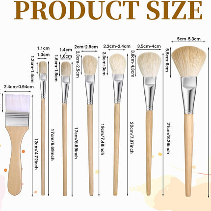 Mop Brush for Acrylic Painting, 7 Pieces Versatile Blending Brush Paint Brushes for Acrylic Painting Goat Hair Paint Brushes Set with Wooden Handle for Watercolor Oil Face Body Art.