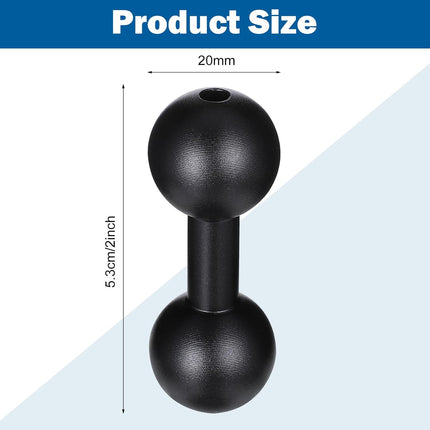 20mm to 20mm Ball Mount Arm, Black Aluminum Alloy Ball Adapter Double Balls Mount Extension Connector for Secure Attachment for Mounting Arm with 20 mm Connections Compatible with 20 mm Mounting Arms.