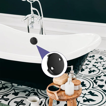 Bathtub Overflow Drain Cover 3-1/8 inch, Two Hole Tub Overflow Drain Cover, Bath Face Plate Bathtub with Screws for Most Standard Bath Tub Drains Black.