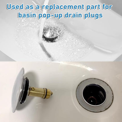 2 Pcs Basin Sink Clicker Pop Up Tub Drain Stopper Sink Pop Up Stopper Pop Up Bolt Basin Bath Sink Drain Click Clack Replacement Plug Bolt Spring Brass Push Spring Plug for Most Sink Tub Basin Drain.