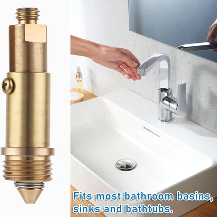 2 Pcs Basin Sink Clicker Pop Up Tub Drain Stopper Sink Pop Up Stopper Pop Up Bolt Basin Bath Sink Drain Click Clack Replacement Plug Bolt Spring Brass Push Spring Plug for Most Sink Tub Basin Drain.