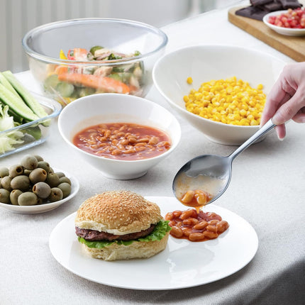 8-Piece Serving Set - Includes 4 Spoons and 4 Slotted Spoons, 18/8 Stainless Steel Buffet Utensils - Mirror Polished, Dishwasher Safe, 8.6-Inch.