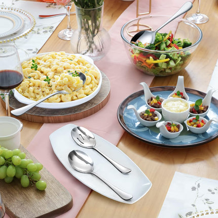 8-Piece Serving Set - Includes 4 Spoons and 4 Slotted Spoons, 18/8 Stainless Steel Buffet Utensils - Mirror Polished, Dishwasher Safe, 8.6-Inch.