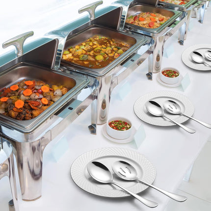 8-Piece Serving Set - Includes 4 Spoons and 4 Slotted Spoons, 18/8 Stainless Steel Buffet Utensils - Mirror Polished, Dishwasher Safe, 8.6-Inch.