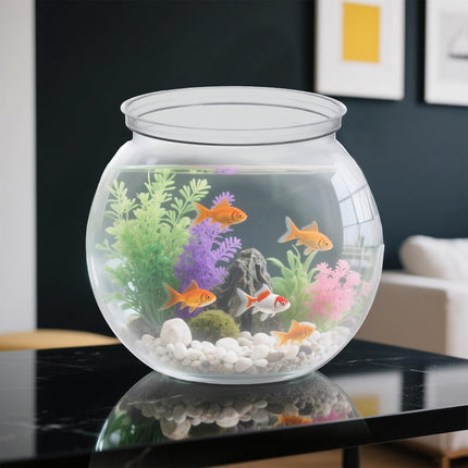 Mini Plastic Fish Bowl 27 oz Decorative Small Fishbowl, Aquarium Fish Bowls Unbreakable Heavy Duty Bowl for Centerpiece Vases, Party Decorations, Pack of 1.