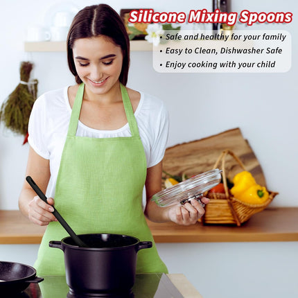 2Pcs Long Spoons for Stirring,Shimmeroo Mixing Spoons for Cooking Long Stirring Spoon for Baking Serving Stir Spoon (Red & Black).