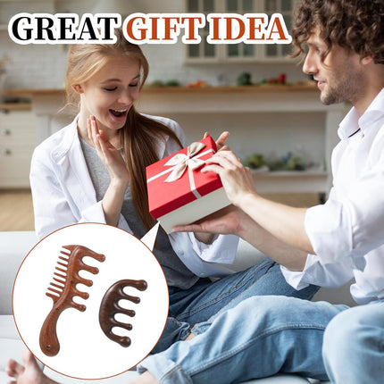 Vin Beauty 2 Pcs Wooden Scalp Massager Comb, Wood Scalp Massager 2 in 1 Wide Fine Tooth with Handle for Hair Growth for Curls Women Men Detangles Long Thick Wet Dry Head Anti-Static Care Relief.