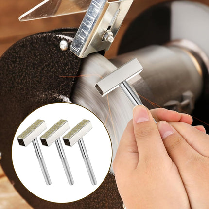 3 Pcs Grinding Wheel Dresser Grinding Wheel Dressing Tool Diamond Wheels Stone Dresser with Flat Diamond Coated Surface for Restore Bench Grinder Truing Deburring Wheels Silver.
