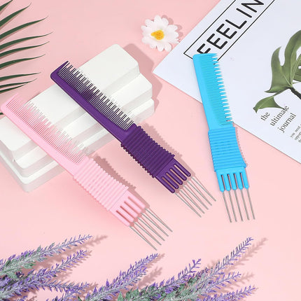 3 Pack Lift Teasing Combs with Metal Prong Salon Teasing Back Combs Hair Styling Comb Lifting Fluffing Comb with Metal Pick Hair Picks for Women.