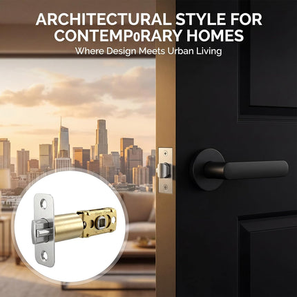 Adjustable Deadlatch 2-3/8''(60mm) or 2-3/4''(70mm), Adjustable Door Latch Entry Door Lock 45° Turning Angle Replacement Part Latch and Strike with Dust Box, Universal Smart Doors Lock Deadlatch.