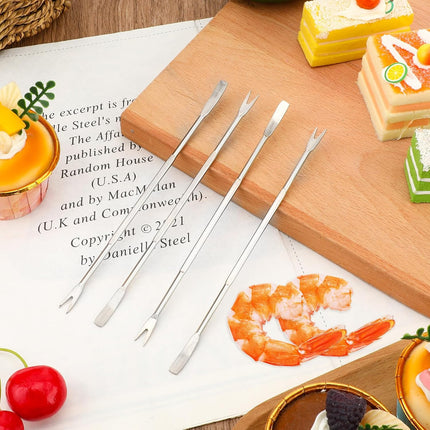 Stainless Steel Seafood Tools - 8 Piece Set, Lobster & Crab Picks, Oyster & Escargot Forks, Silver Crab Picking Tools for Kitchen & Picnic.