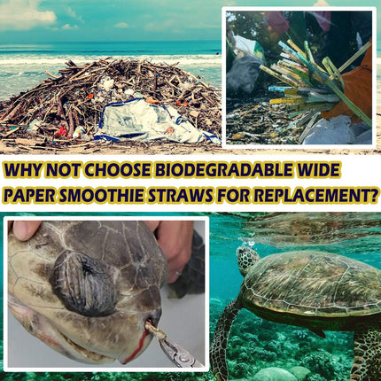 100 Pack, Extra Wide Paper Smoothie, Boba Straws - 10 mm Wide Biodegradable Straws for Bubble Tea (Tapioca, Boba Pearls), Milkshakes, Jumbo Drinks - Shower, Wedding Party Supplies Decorations.