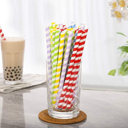 100 Pack, Extra Wide Paper Smoothie, Boba Straws - 10 mm Wide Biodegradable Straws for Bubble Tea (Tapioca, Boba Pearls), Milkshakes, Jumbo Drinks - Shower, Wedding Party Supplies Decorations.