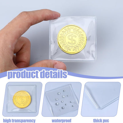 50 Pack Plastic Coin Sleeves, 2.1 x 2.1 Inch Clear Plastic Coin Protectors Small Pouches for Coins Holder Storage Individual Coins Holders for Currency Bills Collectors.