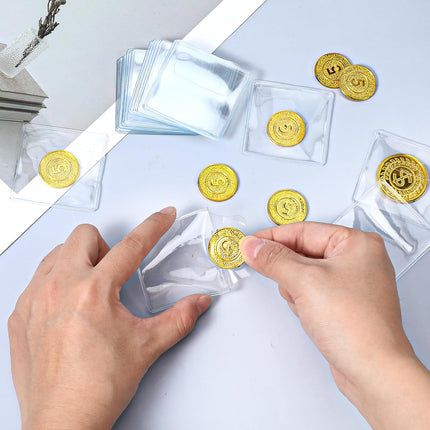 50 Pack Plastic Coin Sleeves, 2.1 x 2.1 Inch Clear Plastic Coin Protectors Small Pouches for Coins Holder Storage Individual Coins Holders for Currency Bills Collectors.