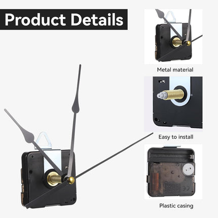 Long Shaft Clock Mechanism 31 mm Long Shaft Clock Movement Replacement, DIY Wall Clocks Movement Mechanism Clocks Repair Kit for DIY Repair with 2 Pairs Pointer Hands, Silent Sweep Seconds Movements.