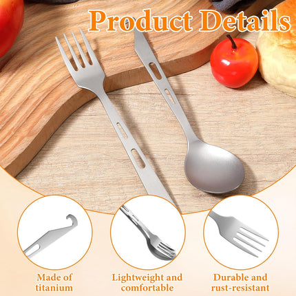 Titanium Spork Titanium Fork Spoon Set Camping Utensils, Ultralight Backpacking Utensils, Travel Cutlery Set, Heat-Resistant & Rustproof, Hiking Survival Gear.