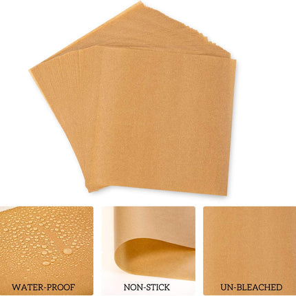 200 Count Unbleached Parchment Paper Squares 6" x 6", Non-Stick Wax Paper Sheets for Separate Burgers, Cookies & Other Foods When Storing, Freezing.