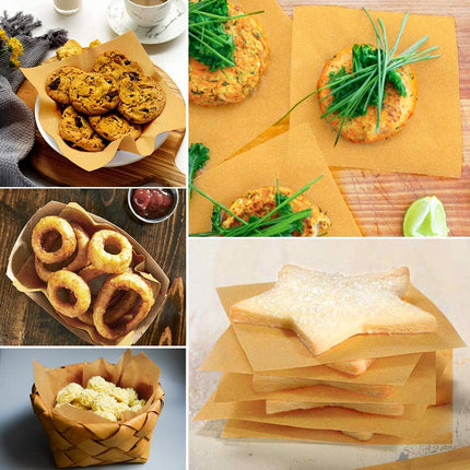 200 Count Unbleached Parchment Paper Squares 6" x 6", Non-Stick Wax Paper Sheets for Separate Burgers, Cookies & Other Foods When Storing, Freezing.