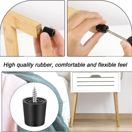 16 Pack Rubber Cutting Board Feet Non Slip Screw On Rubber Feet for Cutting Board with Stainless Screws Small Bumper Pads for Electronics, Furniture, Wood Stool, Table Leg, 3/4" W x 25/32" H.