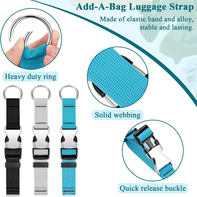 Amylove 3 Pcs Add a Bag Luggage Straps Gripper Heavy Duty Jacket Valises Strap for Travel Belt with Buckle Adjustable Baggage.