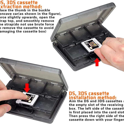 Black 26-in-1 Game Holder Case Fits up to 22 Games 2 SD Cards 2 Micro SD/TF Cards and 2 Stylus Pens for NEW 3DS / 3DS XL / 3DS LL.