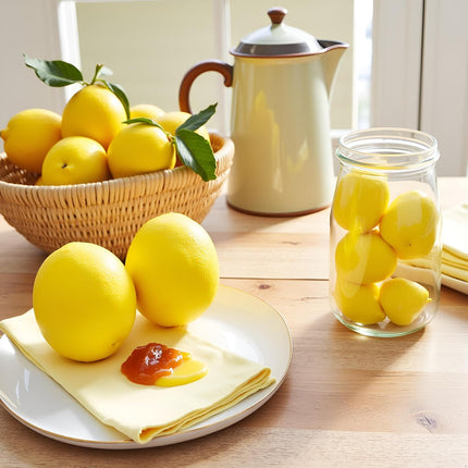 4 Pcs Artificial Yellow Lemons Lifelike Fake Fruit for Home Kitchen Party Decoration Photography Prop Artificial Fruit Artificial Plants and Flowers.