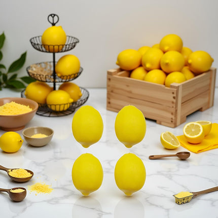 4 Pcs Artificial Yellow Lemons Lifelike Fake Fruit for Home Kitchen Party Decoration Photography Prop Artificial Fruit Artificial Plants and Flowers.