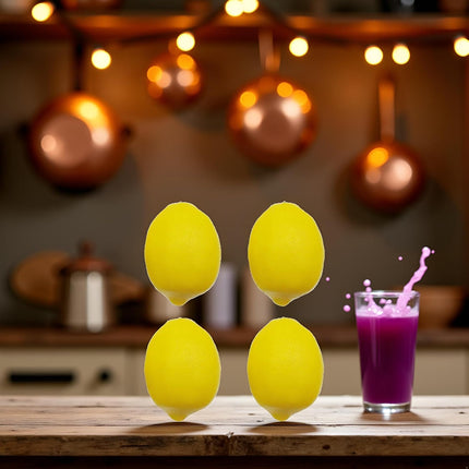 4 Pcs Artificial Yellow Lemons Lifelike Fake Fruit for Home Kitchen Party Decoration Photography Prop Artificial Fruit Artificial Plants and Flowers.