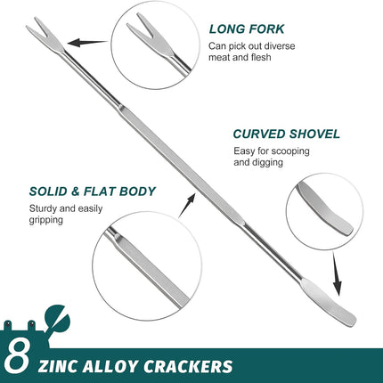 Lobster Crackers and Picks Set, 10-Piece Crab Leg Cracker Tools - Stainless Steel Seafood Crackers & Forks Nut Cracker Set - Dishwasher Safe.