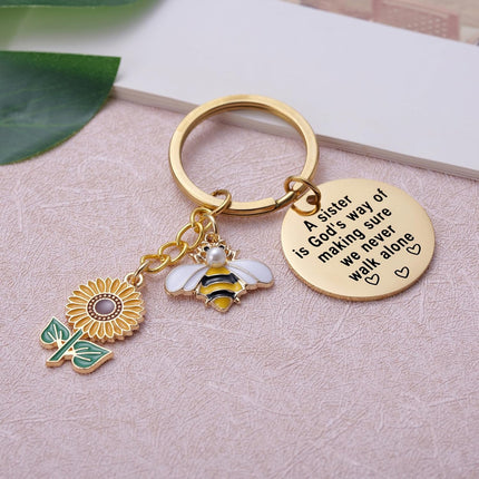 Sunflower Keychain for Women Inspirational Christmas Birthday Graduation Jewelry Gifts for Mom Daughter Wife Friend Sister.