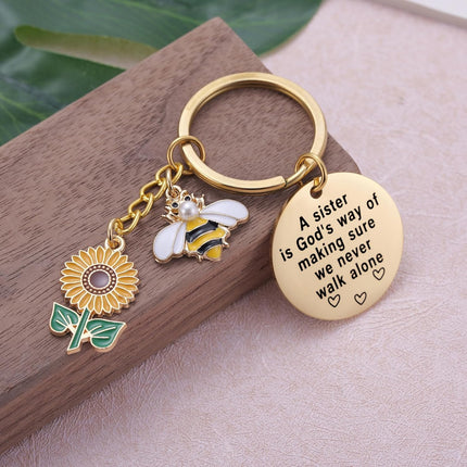 Sunflower Keychain for Women Inspirational Christmas Birthday Graduation Jewelry Gifts for Mom Daughter Wife Friend Sister.