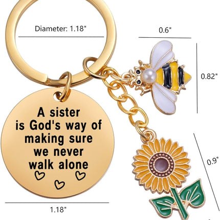 Sunflower Keychain for Women Inspirational Christmas Birthday Graduation Jewelry Gifts for Mom Daughter Wife Friend Sister.