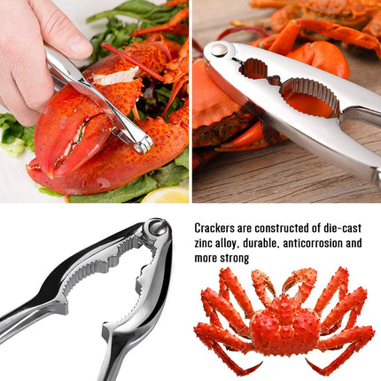 4-Person Seafood Tools Set includes 2 Crab Crackers, 4 Lobster Shellers, 4 Crab Leg Forks/Picks and 1 Seafood Scissors - Nut Cracker Set.