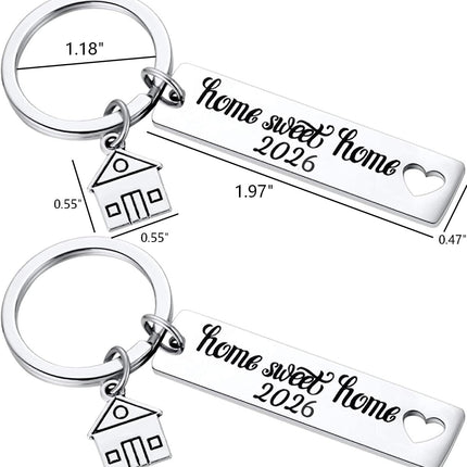 Kvekstio 2PCS 2026 Home Sweet Home Key Chain Housewarming Presents, New Homeowner Keychain Closing Gift Ideas, Real Estate Gifts From Agent For Client Congratulations.