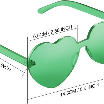 Maxdot 2 Pieces Heart Shape Rimless Sunglasses Transparent Candy Color Frameless Glasses Love Eyewear.