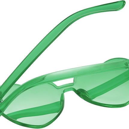 Maxdot 2 Pieces Heart Shape Rimless Sunglasses Transparent Candy Color Frameless Glasses Love Eyewear.