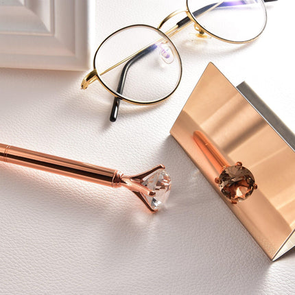 Maxdot Rose Gold Business Card Holders Stainless Steel Name Cards Display Stand Desktop Rack Organizer for Office Home Desk Accessories.