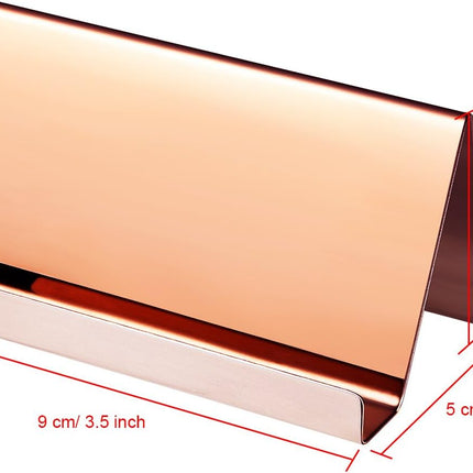 Maxdot Rose Gold Business Card Holders Stainless Steel Name Cards Display Stand Desktop Rack Organizer for Office Home Desk Accessories.