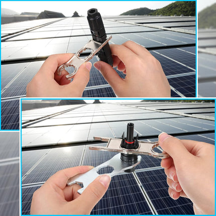 Landhoow 6 Pcs Solar Panel Connector Tool Solar Metal Spanner Wrench Solar PV Disconnect Removal Tools Crimping Tool for Solar Panel Cable PV System Wire and Connectors, Assembly and Disassembly Kit.