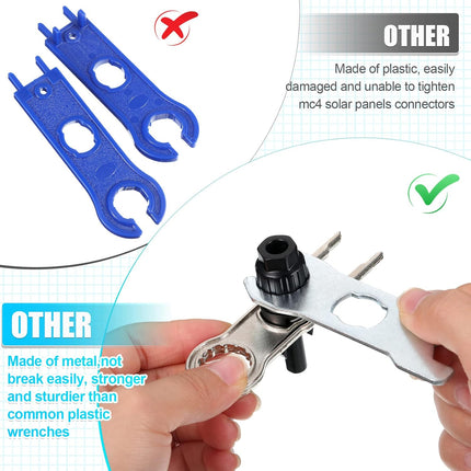 Landhoow 6 Pcs Solar Panel Connector Tool Solar Metal Spanner Wrench Solar PV Disconnect Removal Tools Crimping Tool for Solar Panel Cable PV System Wire and Connectors, Assembly and Disassembly Kit.