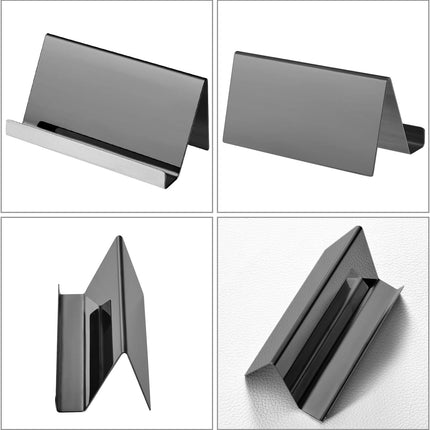 Maxdot 2 Pack Stainless Steel Business Cards Holders Desktop Credit Name Card Display Organizer for Business Mental Name Case Rack for Office Home Daily Use(Black).