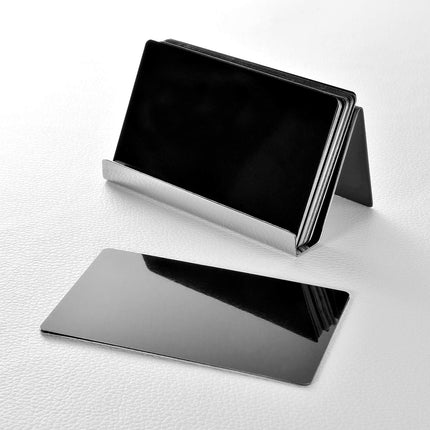 Maxdot 2 Pack Stainless Steel Business Cards Holders Desktop Credit Name Card Display Organizer for Business Mental Name Case Rack for Office Home Daily Use(Black).