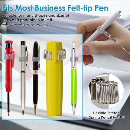 Landhoow 2 Pcs Retractable Pull Pen Pencil Holder, 27.5'' Retractable Pen Holder for Carpenters, Workers, Nurses, Bricklayer, Waiter, Universal Pencil Lanyard with Belt Clip and Key Ring.